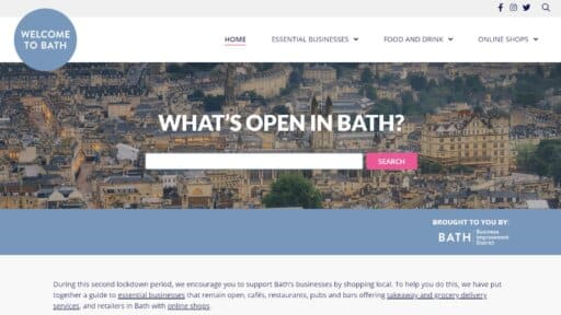 WelcometoBath.co.uk aims to support businesses through lockdown