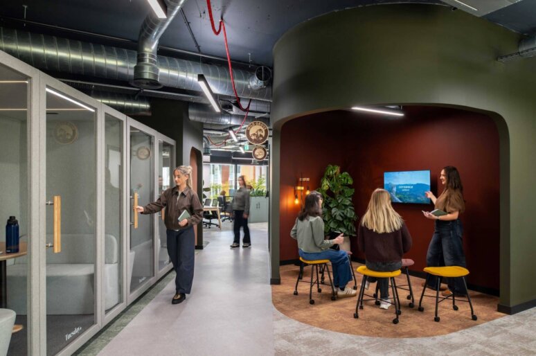 Photo of the new Cotswold Outdoor office designed by Interaction. breakout areas, meeting nooks etc