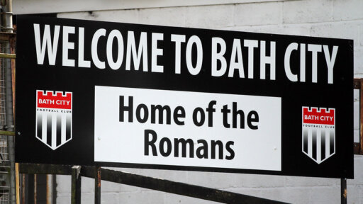 Bath City FC welcome sign saying 'Home of the Romans'